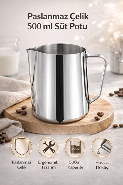 Epinox Süt Potu Barista Pitcher - Paslanmaz Çelik | 500 ml
