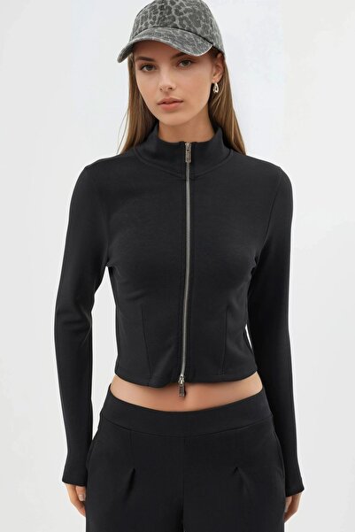 Hiccup Busem Zippered Fitted Knitted Jacket