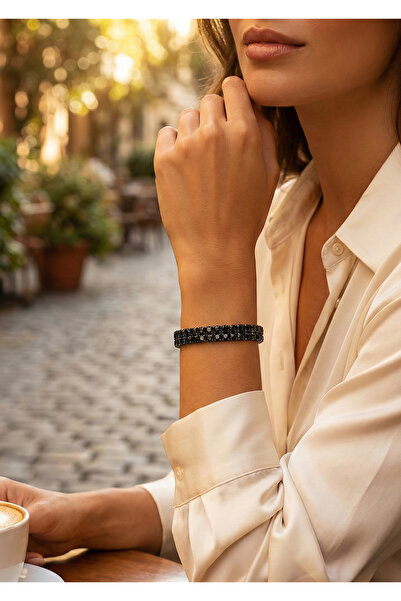 Duke Nickle سوار أصفاد أسود مرصع بحجر الزركون