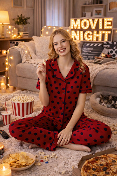 Lavint Homewear Γυναικείο σετ πιτζάμες με ελαστικό ύφασμα κουμπιά από βαμβακε...