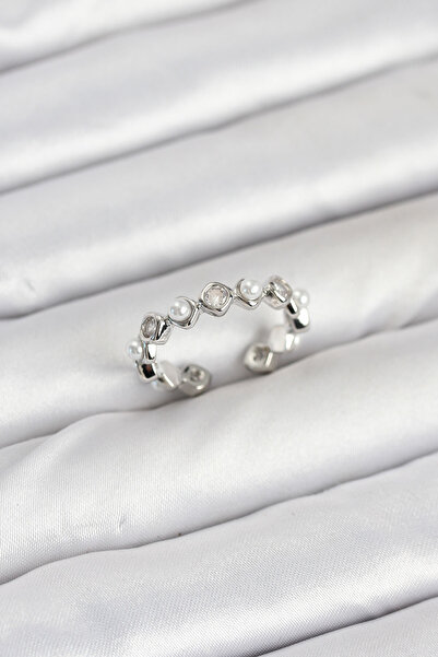 Skygo Brass Silver Color Zircon Stone Pearl Women's Ring - Tj-Byk3877