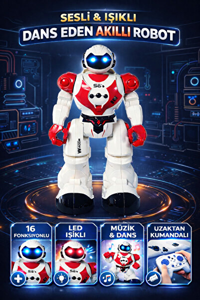 YILDIRIM OYUNCAK 16 Fonksiyonlu Şarjlı Uzaktan Kumandalı Akıllı Robot Sesli I...