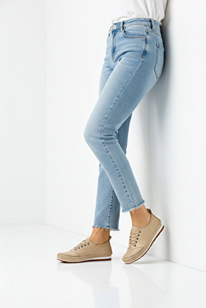 Deripabuc Nové béžové dámske kožené baleríny z pravej kože Dp16-0061