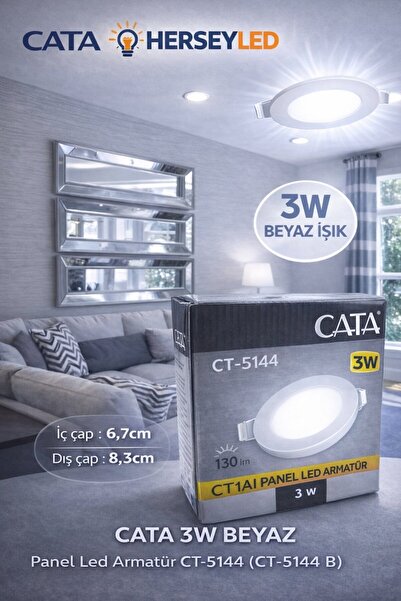Cata 3W BEYAZ Panel Led Armatür CT-5144
