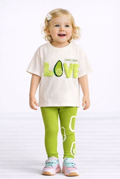 RAPAPA طقم تي شيرت وبنطلون ضيق بنقشة الأفوكادو للفتيات - طقم مكون من قطعتين 1906