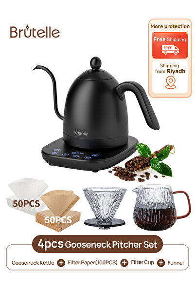 Brutelle Pour Over Coffee Maker Set Gooseneck Kettle Coffee Grinder Hand Drip...