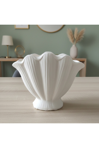 EnTarzHome "Kendin Tasarla" Serisi: Ham Taş Tozu Büyük Boy İstiridye Vazo ve ...