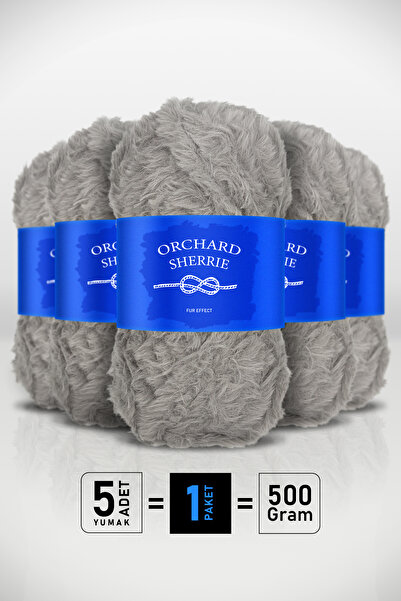 Orchard Sherrie رمادي فاتح - عبوة من 5 قطع - 100 جرام/60 متر - شعر أرنب - خيط...
