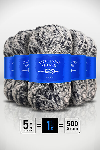 Orchard Sherrie رمادي فاتح منقوش - عبوة من 5 قطع - 100 جرام/60 متر - شعر أرنب...
