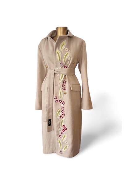 MDY-marketplace Beige coat with floral pattern MDY