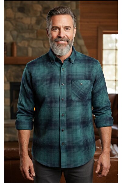 ADVANTE %100 Pamuk Uzun Kollu Cepli Lux Kışlık Erkek Gömlek