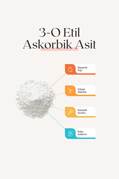 Nadir Kimya 3-O Etil Askorbik Asit 10gr - (Ethyl Ascorbic Acid) - Kozmetik Hammadde