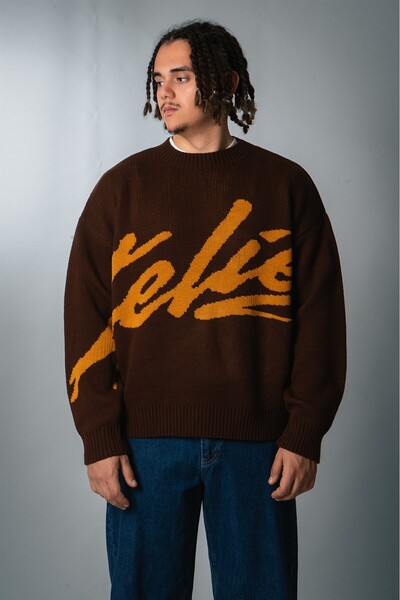 e&e Cocoa Knit Brown Oversized Men's Knitwear Sweater