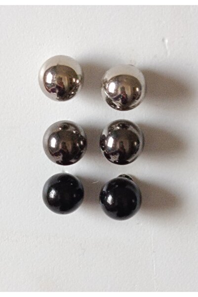 TREND 3 أزواج من الأقراط الكروية مقاس 8 مم - رمادي معدني، أنثراسيت معدني، أقر...