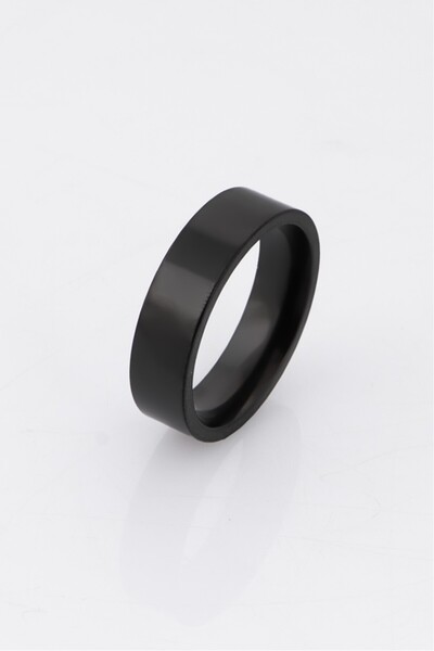 UKHWD SUPPLY 316L Steel Plain Flat Black Men's Ring Ka1344Sy
