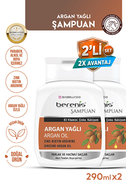 BioBellinda Doğal Berenis Argan Yağlı Şampuan 290 ml (2'Lİ SET)