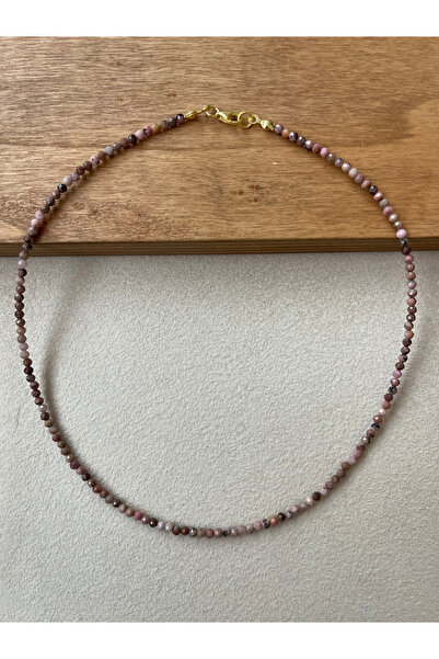 Rupen Kraft 925 Ayar Doğal Taşlı Gümüş Kolye Kristal Kesim Pembe Opal Taşlı G...