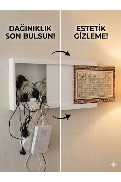 wudie Dekoratif Modem Saklama Kutusu Sürgülü Modem Kutusu Tablo Sigorta Panosu Gizleyici Kablo Düzenleyici