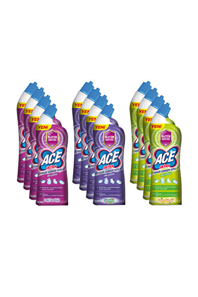 ACE Ultra Power Jel Kıvamlı Çamaşır Suyu Limon + Dağ Tazeliği + Okaliptus 810 Gram X 12 Adet