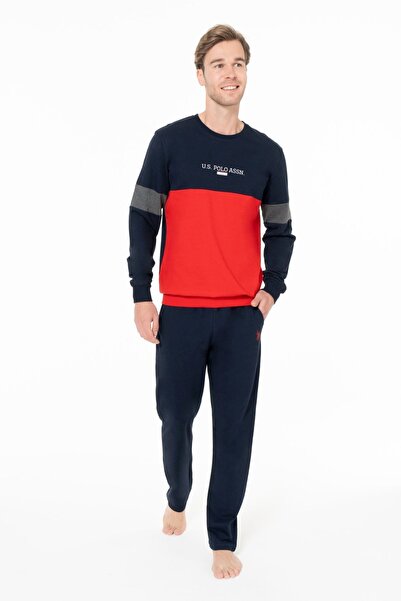 U.S. Polo Assn. 18930 Set de pijamale pentru bărbați, albastru marin, cu gât ...