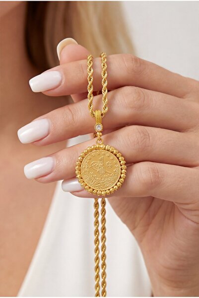 FerizZ Altın Kaplama İmitasyon Dorika Çerçeveli 2.5 luk resat Kolye Ucu TGR-587