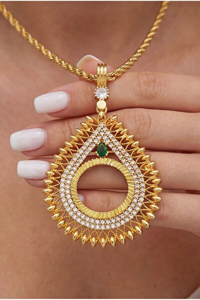 FerizZ Çeyrek Çerçeveli Kolye Ucu Altın Kaplama TGR-705