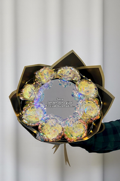 Zemtigo Led Işıklı Aynalı Sonsuzluk Gülü Buketi Aynalı Buket Sana Senden Daha...