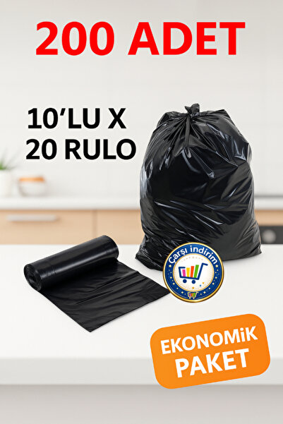 nistabolje 10'lu x 20 Paket (200 Adet) Battal Çöp Poşeti 75x90 Endüstriyel Ju...