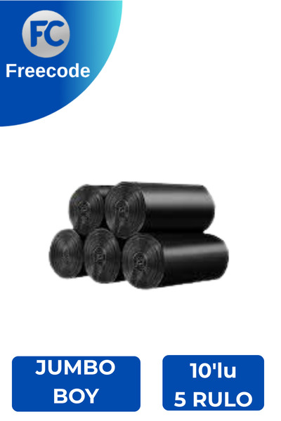 Freecode Çöp Torbası Jumbo Boy 400 gr 10’lu 5 Rulo 80x110 Çöp Poşeti