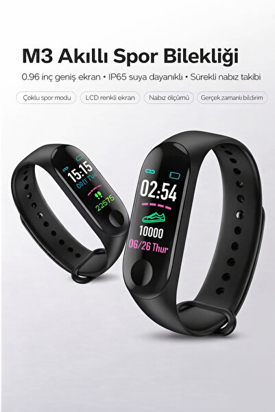 BLUE İNTER M3 Renkli Ekran Nabız Tansiyon Ölçer Akıllı Bileklik Saat