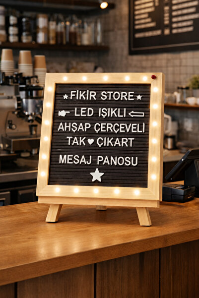 fikirstore Led Işıklı Ahşap Mesaj Panosu-letterboard- Ahşap Ayaklı (PİLLİ)