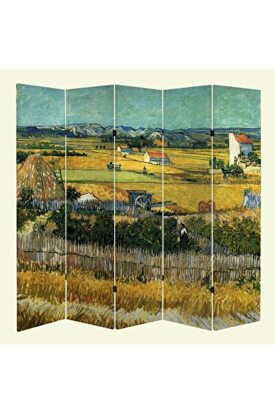 Genel Markalar Stellastore Vincent Van Gogh The Harvest 5 Kanatlı Oda Bölücü Çift Taraflı Kanvas Paravan