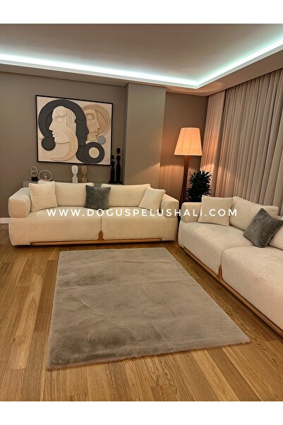 Doğuş Peluş Halı Ultra Soft Bej Yumuşak Dokulu Peluş Halı Dikdörtgen