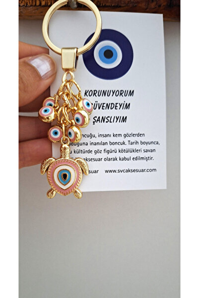 Svc Aksesuar Gift Multi Evil Eye Beaded Candy Pink Lucky Turtle Keychain