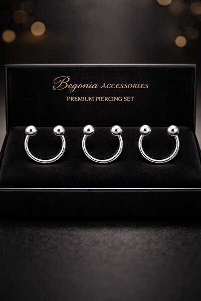 Takıparkxs 316l Cerrahi Çelik Üçlü Set 8mm Top Uçlu Septum Piercing