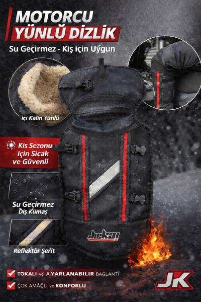 JİEKAİ Motosiklet Kışlık Dizlik * Yünlü * Reflektörlü Su Geçirmez Içi Kürklü ...