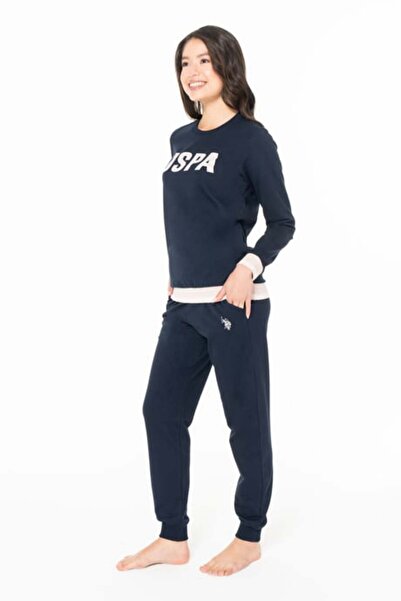 U.S. Polo Assn. Set de pijamale pentru femei, cu gât turnat și mâneci lungi, ...