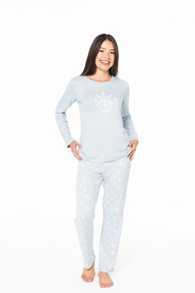 U.S. Polo Assn. 20151 Γυναικεία μπλε πιτζάμες με στρογγυλή λαιμόκοψη και μακρ...