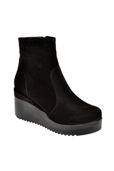 pullman Hakiki Deri Dolgu Taban Kadın Bot AYK-300 SİYAH SÜET