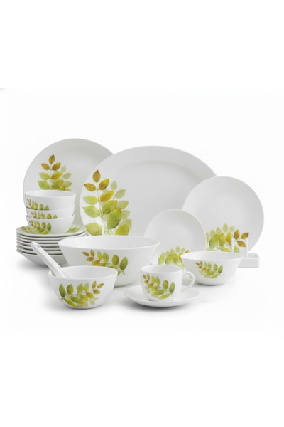 Laopala Diva Laopala 44-Piece Ivory Autumn Shadow Opal Glass Dinner Set (Flor...