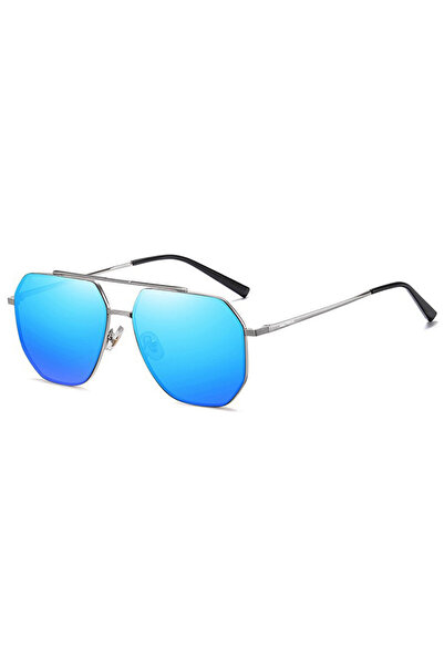 OEM Ochelari de soare polarizați UV400, lentile albastre, ramă metalică, tamp...