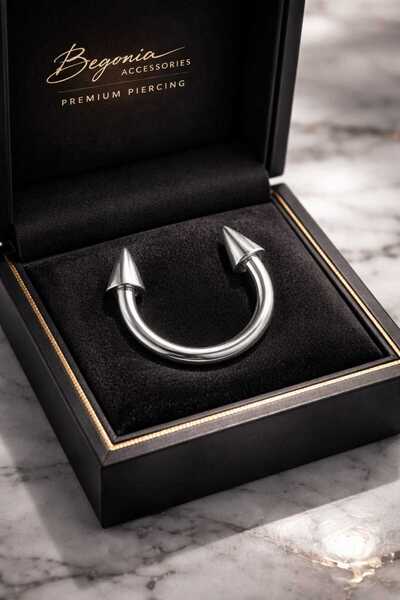 Takıparkxs 316L Çelik 8mm Spike Halka Septum Piercing Fake Delikli Uniseks