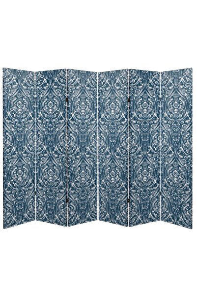 StellaStore Soyut 6 Kanatlı Oda Bölücü Çift Taraflı Kanvas Paravan