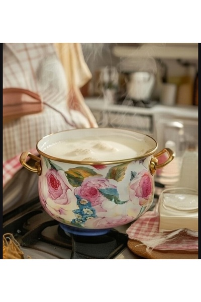 EBRULİEMAYE Rose Enamel Luxury Vintage Pot Boiler Size 8 Liters 28 cm Diamete...