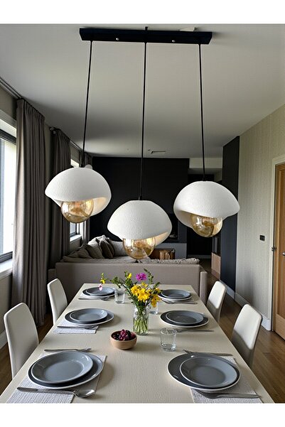 DREAM MODE CAKA TEPSİLİ 3 Lü Sarkıt Avize Rustik E27 Modern Avize Beton Görün...