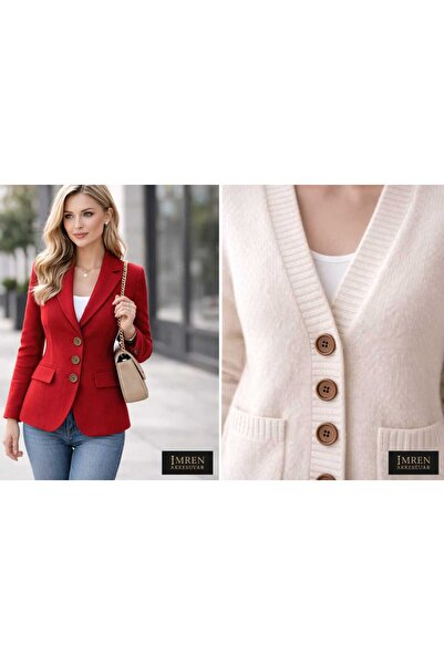 İMREN AKSESUAR Kaban Ceket Ve Hırka Için Doğal Ahsap Tahta Düğme 3 Cm 1 Paket...