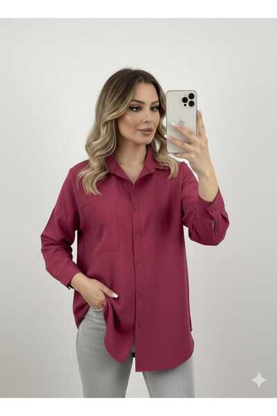 HC Boutique Cămașă oversize din in, cu un singur buzunar