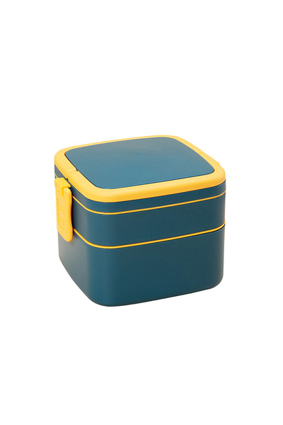 OEM Recipient alimentar cu capac cu clips, 3 compartimente, pătrat, albastru