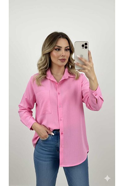 HC Boutique Large Single Pocket Oversize Linen Shirt