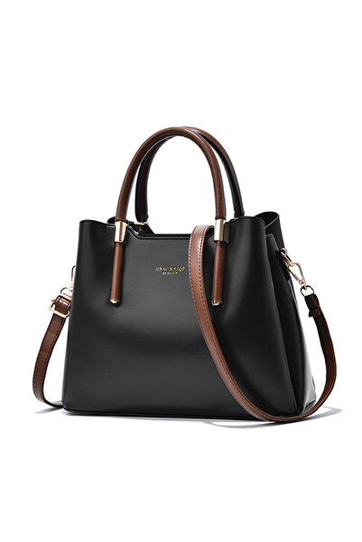 OEM Дамска чанта тип „тоут“, с подвижна презрамка, изкуствена кожа, черна